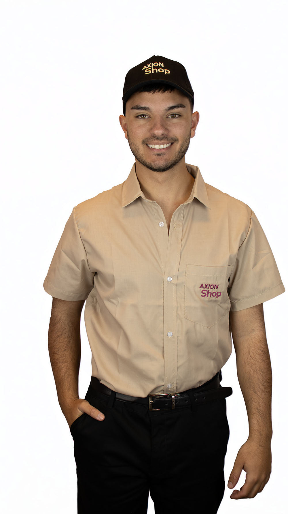 Camisa Beige Manga Corta Axion Shop